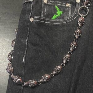 Silver Skull Pocket Chain Wallet Chain